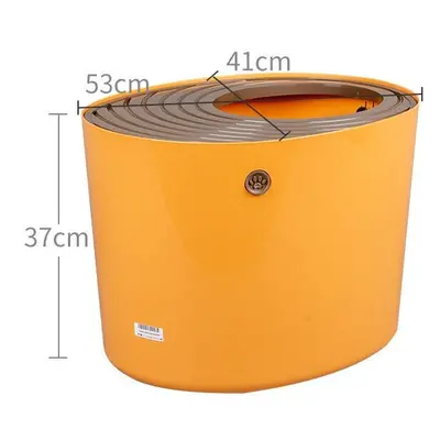 (Orange) Cat Bedpan Semi-Enclosed Cat Litter Bo* Cat Toilet