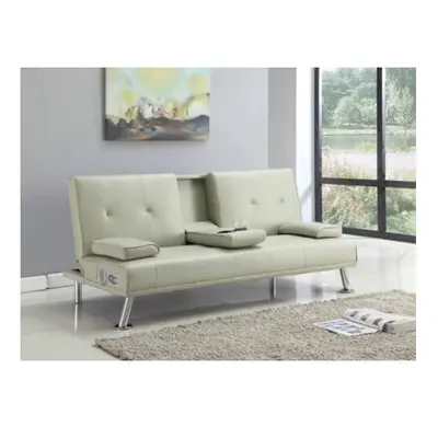 (Cream) Noosa Faux Leather Bluetooth Sofa Bed