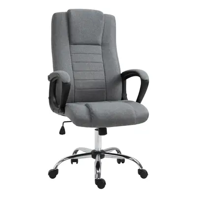 Vinsetto Linen Office Chair Swivel High Back Wide Adjustable Seat Grey