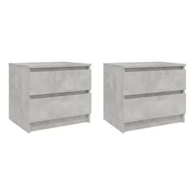 vidaXL 2x Bed Cabinets Concrete Grey 50x39x43.5 cm Chipboard Bedside Cabinet