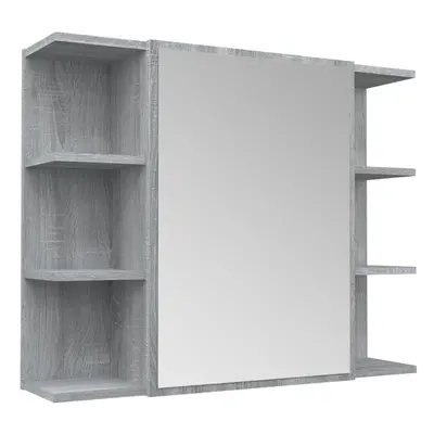 vidaXL Bathroom Mirror Cabinet Grey Sonoma Engineered Wood Storage Cabinet