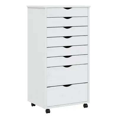 (white, x x cm) vidaXL Rolling Cabinet Office Cabinet with Drawers White Solid Wood Pine MOSS