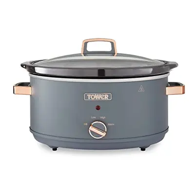 Tower T16043GRY Cavaletto 6.5 Litre Slow Cooker with Heat Settings, Cool Touch Handles, Grey and