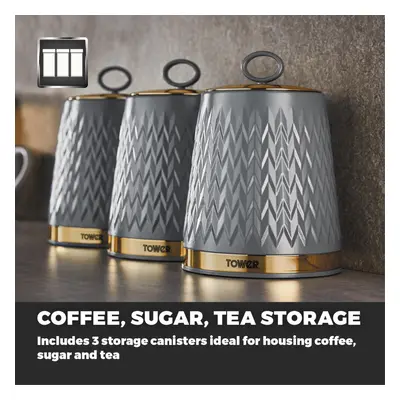 Tower Empire Grey/Bronze Tea Coffee Sugar Storage Canisters T826091GRY