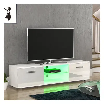 (White) Cosmo Door LED TV Cabinet Stand Unit Shelf 160cm