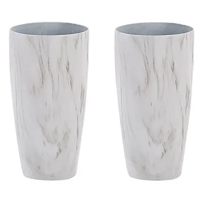 Set of Plant Pots cm Marble Effect LIMENARI