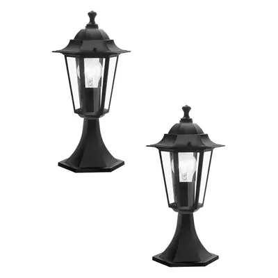 2 PACK IP44 Outdoor Pedestal Light Black Aluminium 1x 60W E27 Porch Lamp