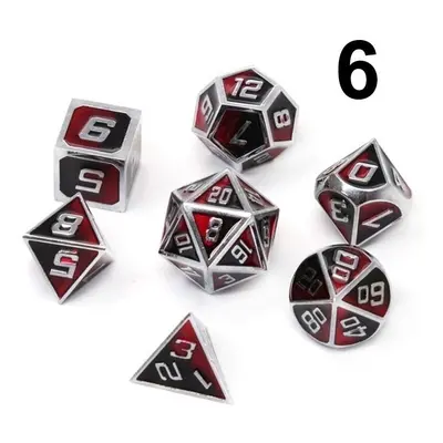 () 7Pcs Mixed Color Polyhedral Dice Metal RPG Dices Set with Velvet Bag Dungeons and Dragon Blac