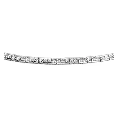 Jewelco London Ladies Sterling Silver Princess Cut Cubic Zirconia Eternity Line Necklace 3mm inc