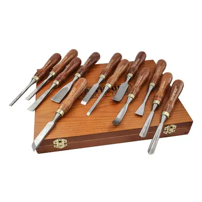 Faithfull Wood Carving Chisel Set of in Presentation Case, ?Walnut color