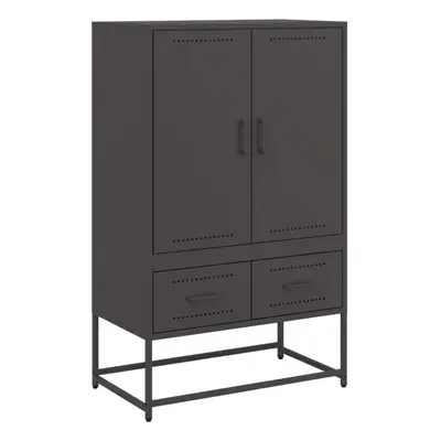 (black) vidaXL Highboard Sideboard Buffet High Cabinet Storage Cupboard Black Steel