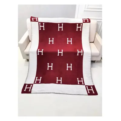 (Burgundy, grams) Wool Cashmere Throw Plaid Blankets Sofa Bedding Shawl Xmas Gift