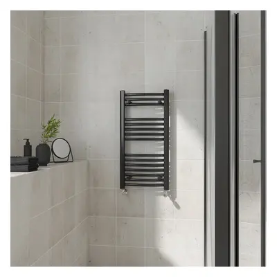 (Curved, 800x400mm) Warmehaus Heated Towel Rail Black Bathroom Ladder Style Radiator Central Hea