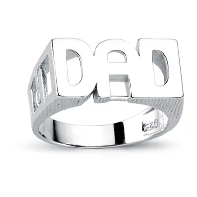 (Z) Jewelco London Mens Rhodium Plated Sterling Silver DAD Signet ID Ring 11mm