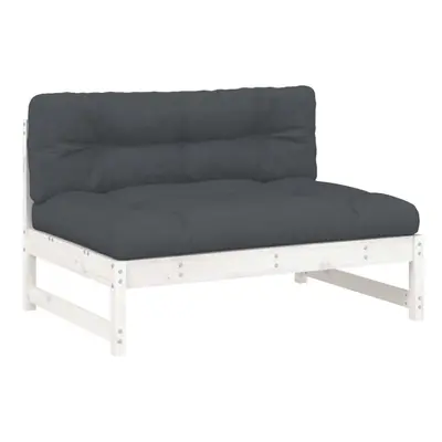 (white pine, middle sofa) vidaXL Middle Sofa Patio Footrest Sectional Sofa with Cushions Solid W