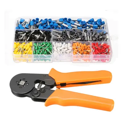 23AWG to 10AWG Self Adjusting Ratcheting Ferrule Crimper Plier Tool with 800pcs Connector Termin