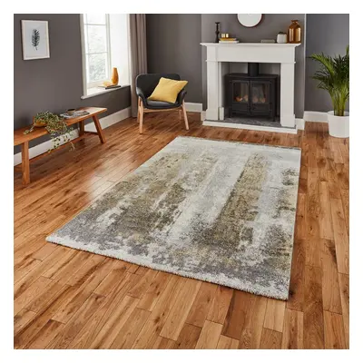 (160x220cm) Brooklyn Modern Abstract Rugs in Ivory Yellow Thick Soft Mats