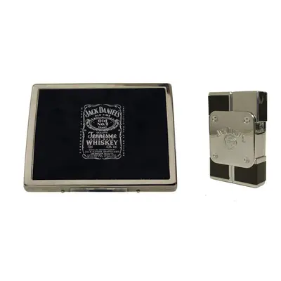 Jack Daniel's fluted cigarette case and square electronic gas lighter