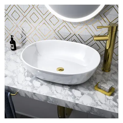 Nes Home Alveley x 350mm Oval Cloakroom Counter Top Basin Sink Bowl Gloss