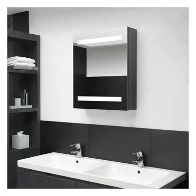 vidaXL LED Bathroom Mirror Cabinet Grey Wall Cabinet Washroom Storage Unit