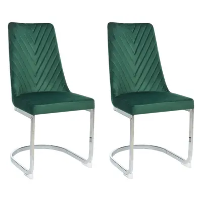 Set of Dining Chairs ALTOONA Velvet Emerald Green