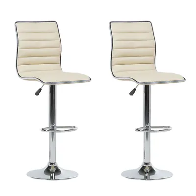 Set of Bar Chairs LUCERNE Faux Leather Swivel Light Beige