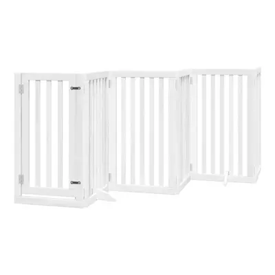 (white, x x cm/ pcs) vidaXL Dog Gate with Door Foldable Pet Gate Dog Fence Pet Barrier Poplar Wo