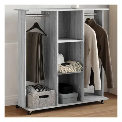 vidaXL Wardrobe with Wheels Hall Clothes Organiser Grey Sonoma Engineered Wood