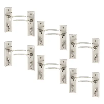 (6x Satin Nickel Bathroom) Como Dual Metal Lever Door Handles Set of 4/6