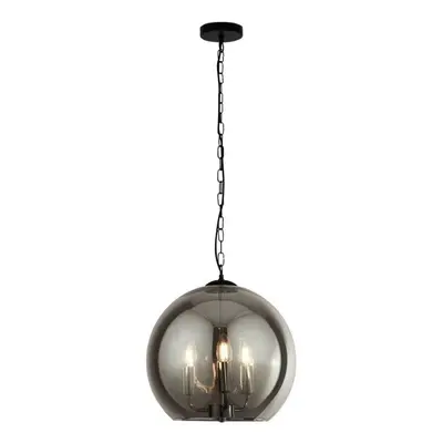 Searchlight Sphere Light Smoked Glass Ball Pendant - Black Chrome