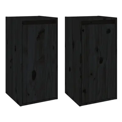 (black, 2) vidaXL Wall Cabinet Hanging Storage Cabinet Wall Cupboard Solid Wood Pine