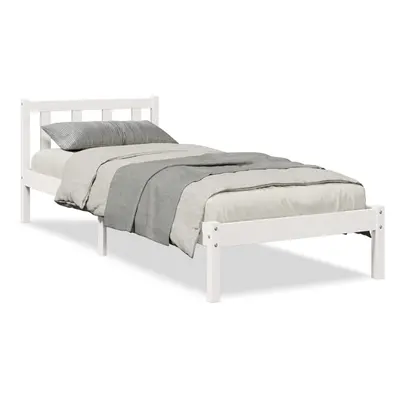 (white, x cm) vidaXL Bed Frame Home Bedstead Bed Base Mattress Foundation Solid Pinewood