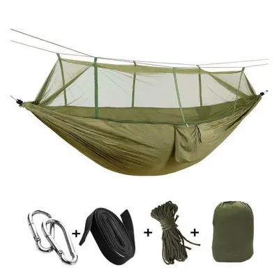 (Green) Beacon Pet Double Camping Hammock with Mosquito Net Portable Nylon Tent Bed Outdoor