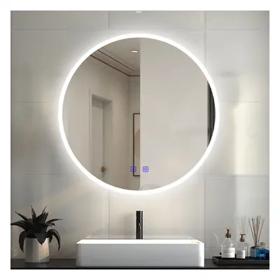 (80cm) Round Mirror with LED light, Bluetooth, Demister