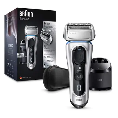 Braun Series Electric Shaver for Men with Precision Trimmer, Clean & Charge Station & Travel Cas