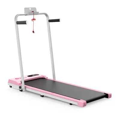 (Pink Without Mat) Walking Jogging Pad Treadmill with Handrails