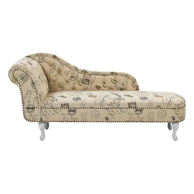 Left Hand Chaise Lounge Print Beige NIMES