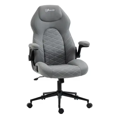 Vinsetto High-Back Home Office Chair w/ Flip Up Armrests Swivel Seat Light Grey