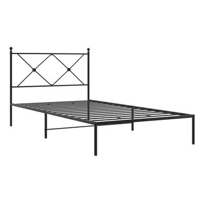 (black, 100x190 cm/with headboard) vidaXL Metal Bed Frame with Headboard and Footboard Bed Base 