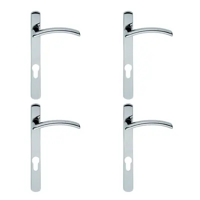 4x PAIR Arched Lever on Narrow Euro Lock Backpalte x 26mm Polished Chrome