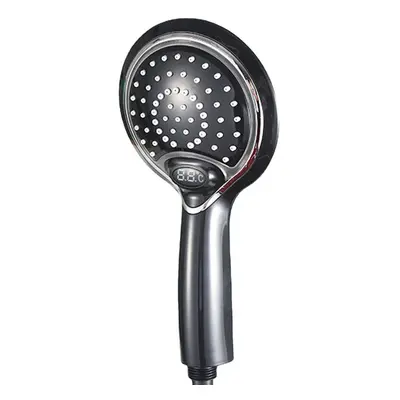 (Black) LED Light Shower Head Bathroom Handheld Digital Display Adjustable Water Speed