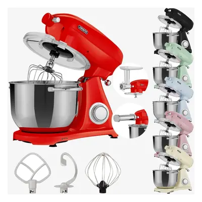 Retro Stand Mixer Food Processor 1800W Red | Mixer with 6L Stainless Steel Mixing Bowl | Silent 