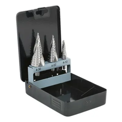 3 Piece HSS Spiral Flute Step Drill Bit - Sizes - Precision Hole Drilling