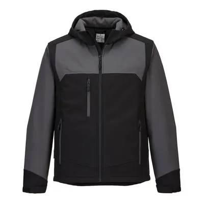 (XL, Black/Grey) Portwest Mens KX3 Contrast Hooded Soft Shell Jacket