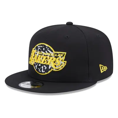 (S/M, Black) New Era LA Lakers Logo Infill 9FIFTY Fitted Cap Hat - Black