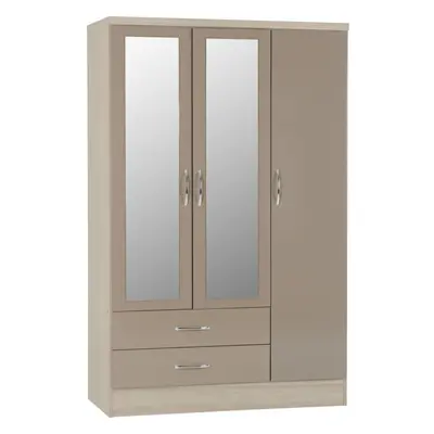 Nevada Door Drawer Mirrored Wardrobe OYSTER