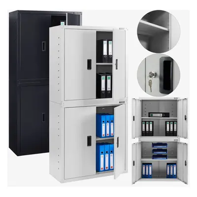 AREBOS Filing Cabinet Office Cabinet Grey x x cm Doors Height-Adjustable Shelves with Cylinder L