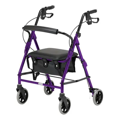 Days Lightweight Folding Four Wheel Rollator, Mobility Walker with Padded Seat, Lockable Brakes 