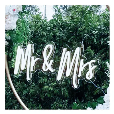 Mr & Mrs Neon Sign Wedding Decoration, 40x23cm