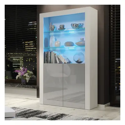 Display Cabinet 170cm LED Creative Furniture -White & Grey Gloss Doors